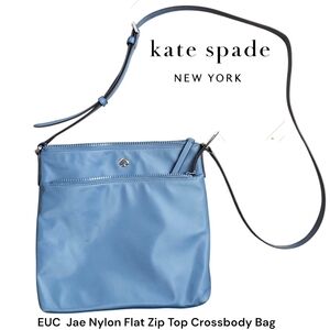 Kate Spade New York Jae Nylon Flat Zip Top Adjustable Crossbody Bag In Baby Blue